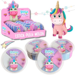 Kit 3 Massinha De Modelar Estica Pula Molda Unicórnio Massa Slime Gelele 20g Lançamento