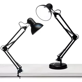 Luminária de Mesa Pixar Escritório Abajur Articulada Com Garra E Base Cor Da Cúpula e Estrutura Preto ou Branca 110v/220v