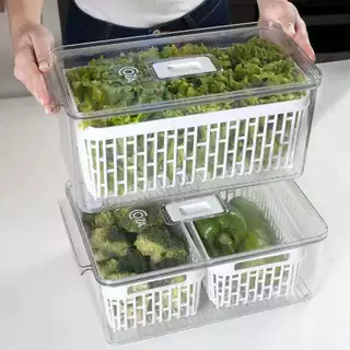 Organizador com Cesto Geladeira Alimentos Verduras Dry Coza