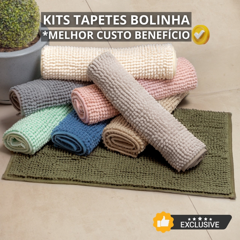 Kit 3 Tapetes Para Banheiro Dedinho Bolinha Antiderrapante Cores Sortidas