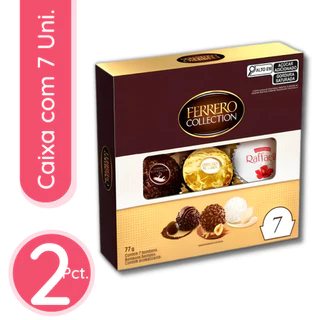 Bombom Ferrero Rocher Collection Caixa de 77g - 2 Caixas com 7 Bombons Sortidos Cada
