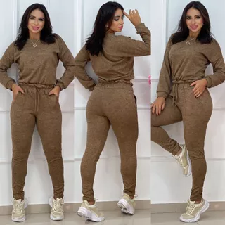 Conjunto de Lãnzinha Cropped Manga Longa e Calça Inverno