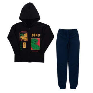 Conjunto Moletom Infantil Menino Zíper e Capuz Jaqueta roupa infantil Roupa de frio 4 AO 14