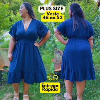 Vestidinho plus size Soltinho Tecido Duna Manga