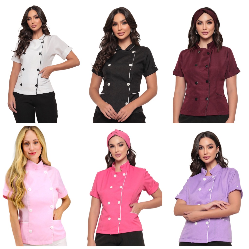Dolma Feminina Manga Curta Oxford Celine Várias Cores