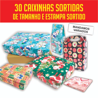 30 caixas de presentes estampadas firmes sortidas variando tamanho e estampa