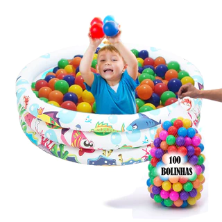 Piscina Infantil Inflável 100 Litros Colorido + 100 Bolinhas