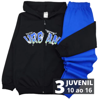 Kit 6 Roupa Juvenil Moletom Inverno Conjunto 3 Blusas Zíper Capuz + 3 Calças