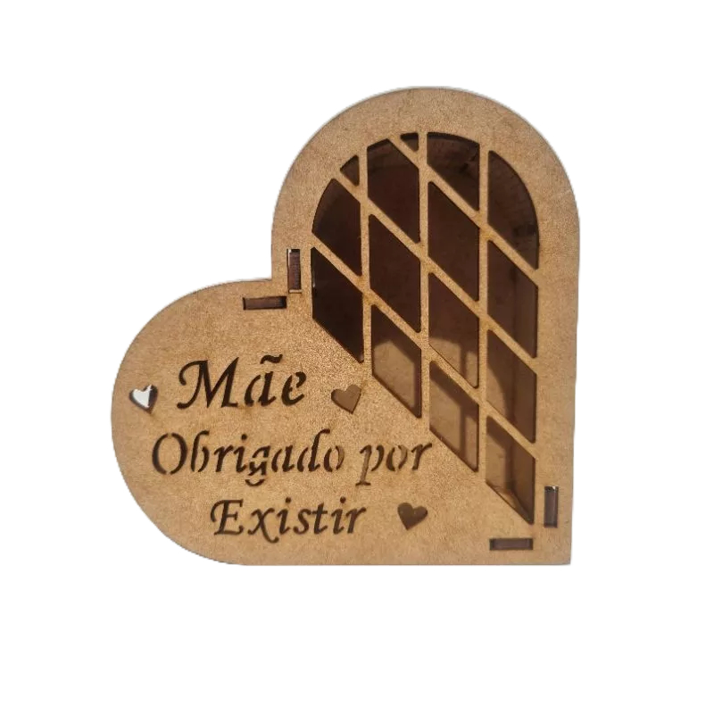 5 Caixa Coração Bombom MDF CRU MAE OBRIGADO POR EXISTIR dia das Mães em Oferta na Shopee