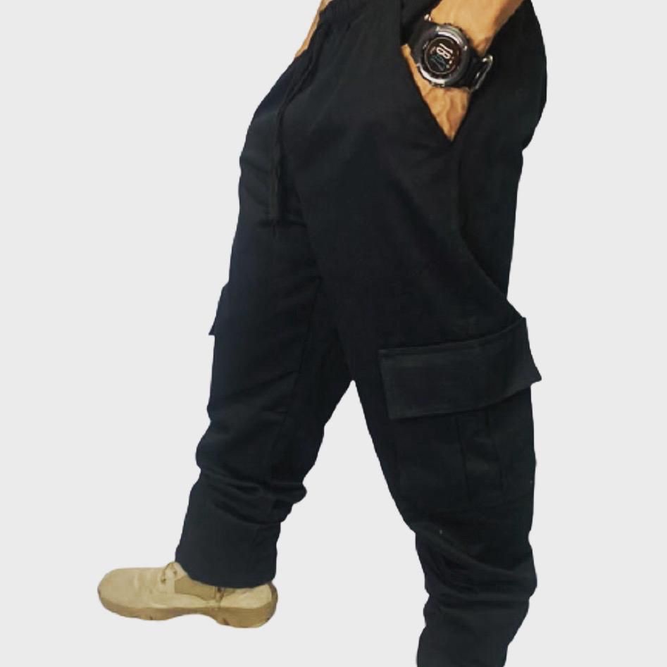 Calça Cargo Unissex Preta NEW BLACK Direto do Fabricante Skatista Trilha Mecanico Larga Tecido Grosso Tática Moda Urbana