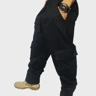 Calça Cargo Unissex Preta NEW BLACK Direto do Fabricante Skatista Trilha Mecanico Larga Tecido Grosso Tática Moda Urbana
