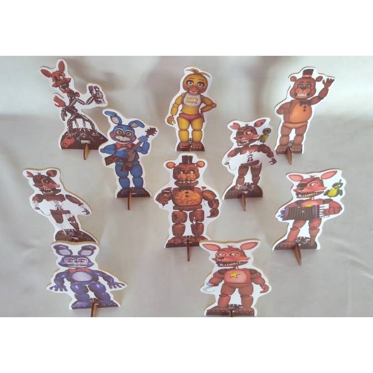 Kit 10 Display de mesa Animatronics fnaf 15 a 18 cm, decoração de festa ...