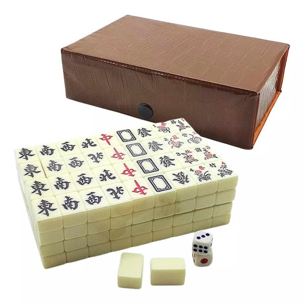 Jogo Chinês Mahjong com caixa PU
