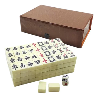 Jogo Chinês Mahjong com caixa PU