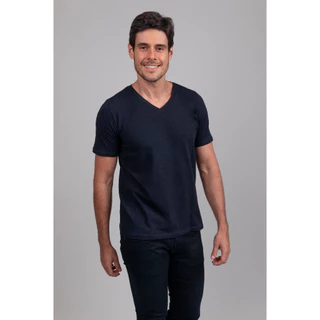Camiseta Camisa Masculina Slim Fit Algodão Egípcio Premium Malha Nobre Gola V