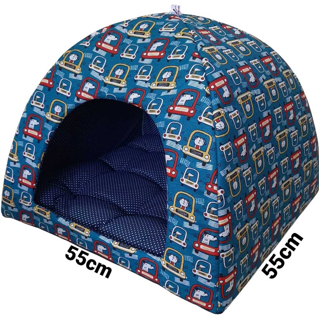 Cama tenda toca iglu cachorros e gatos 55x55x48 - com almofada removível