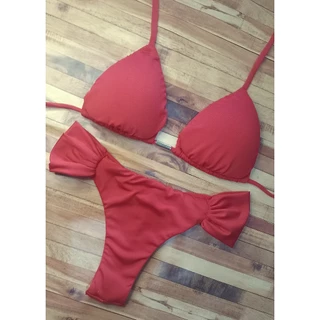Biquini Vermelho com top cortininha e calcinha borboleta Fio Duplo 2026 em Oferta na Shopee