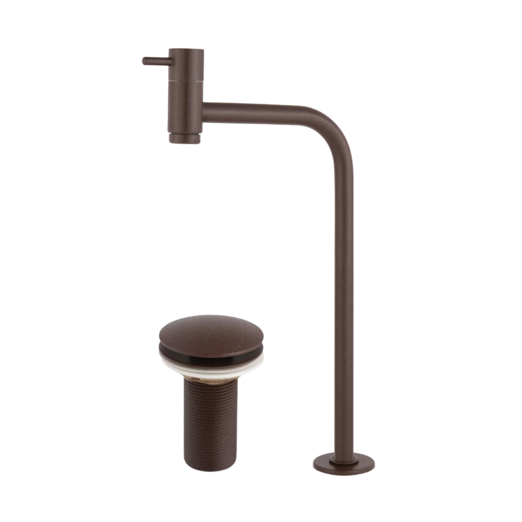 Kit Torneira Link Alta 90º+ Valvula Click Lavatorio 7/8 Corten