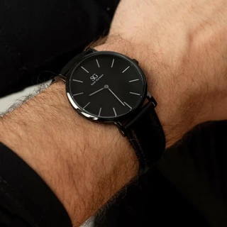 Relógio Masculino Couro Preto Saint Germain Murray Full Black 40mm Fundo Preto