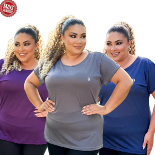 Camisa academia Feminina Plus Size dry fit blusa caminhada musculação treino G1 G2 G3