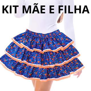 Mãe e Filha Kit Saia Festa Junina Kit Quadrilha Babados Vários Modelos e Tamanhos