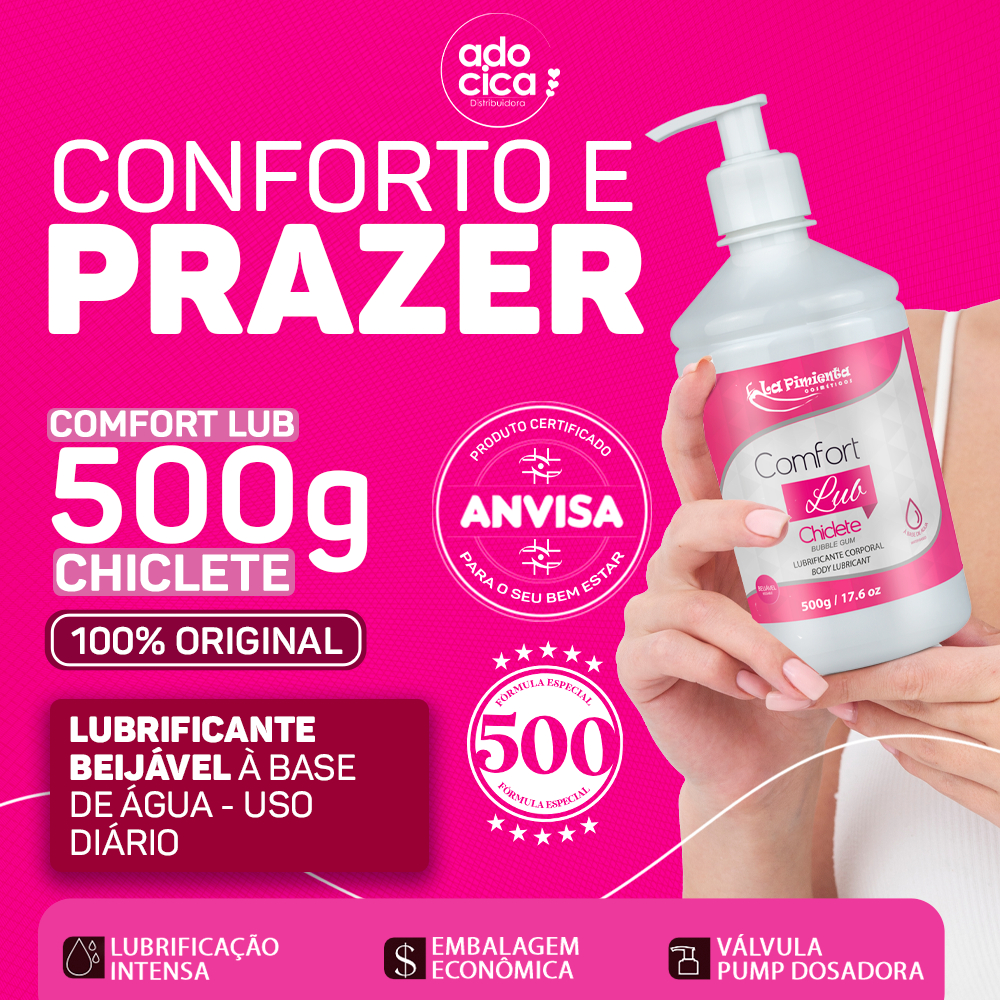 COMFORT LUB 500 Lubrificante Íntimo Para Sexo Anal Vaginal e Oral Neutro e Sabores 500g - La Pimienta Sex Shop