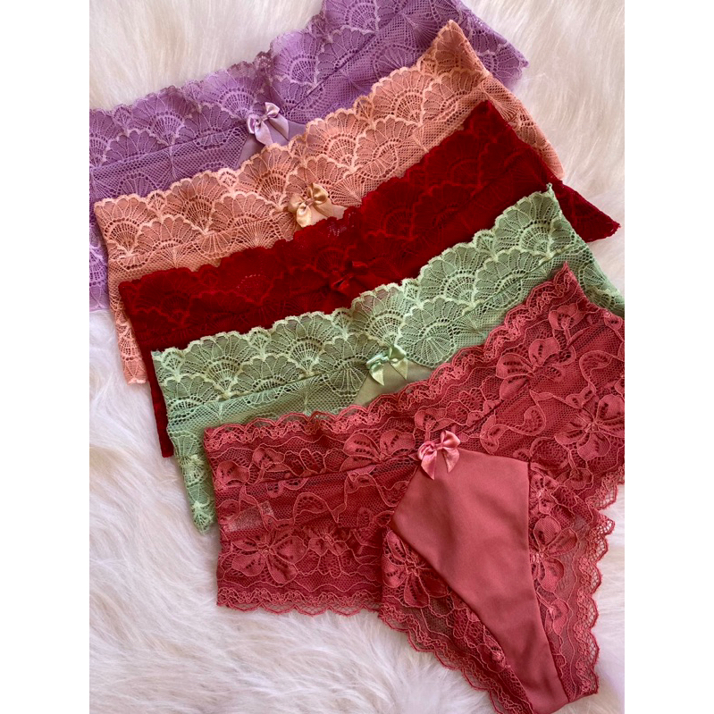 KIT DE 5 Calcinhas Allana Fio Duplo Cintura Alta Renda Luxo Tendência ...