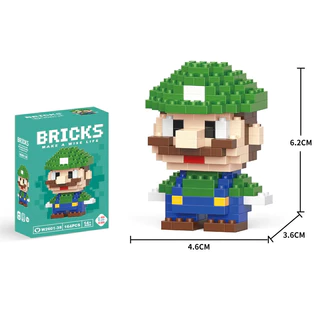 Luigi - Bloco de Montar - Estilo LEGO (Com Caixa Personalizada)