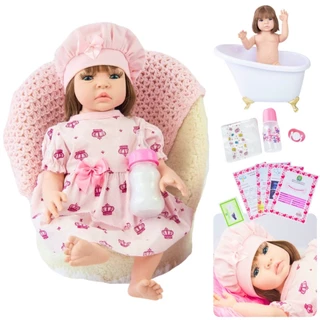 Bebê Reborn Boneca Realista Silicone Original Pode dar Banho Vestido