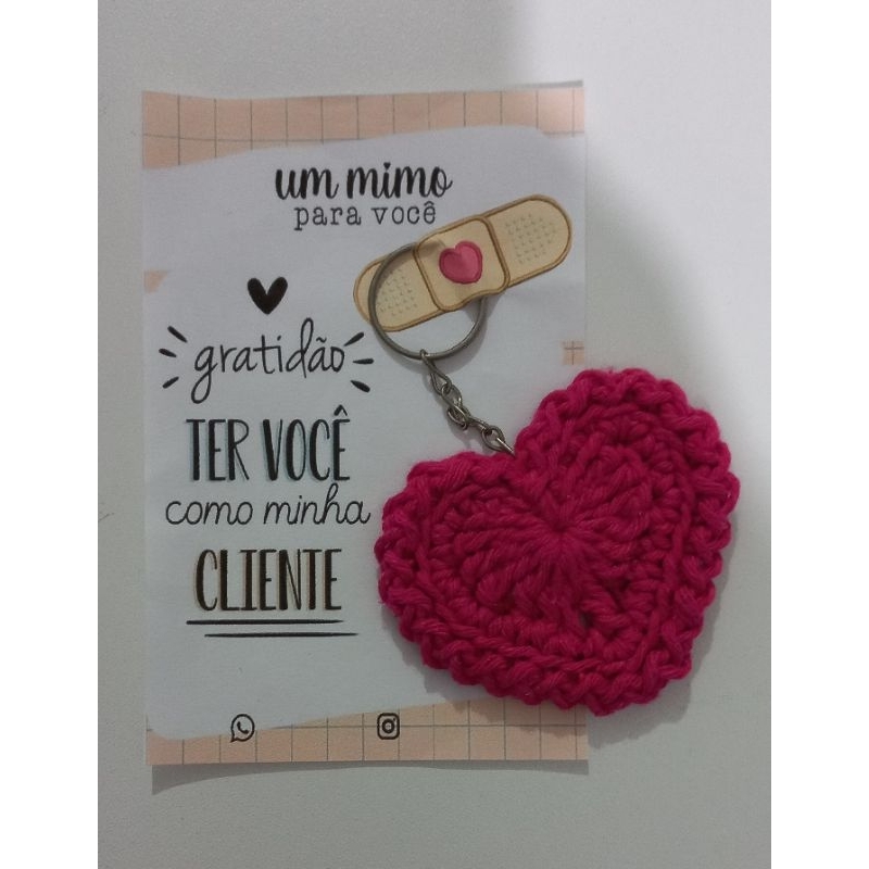 chaveiro coração de crochê (mimo pro Cliente)