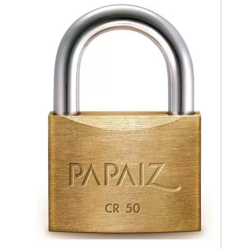 cadeado papaiz 50mm latão reforçado 2 chaves portão reforçado porteira