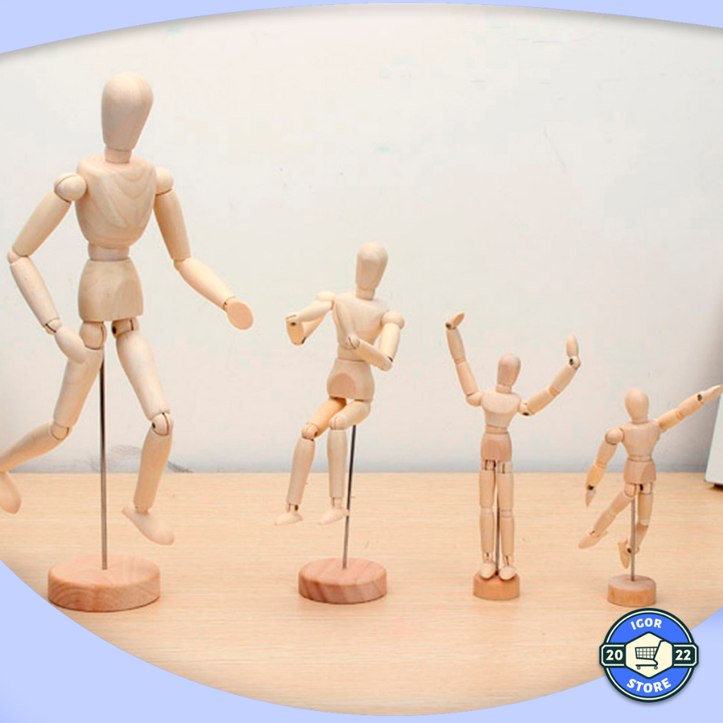 Boneco Articulado Madeira Manequim Decoração Diversos Tamanhos Envio Imediato