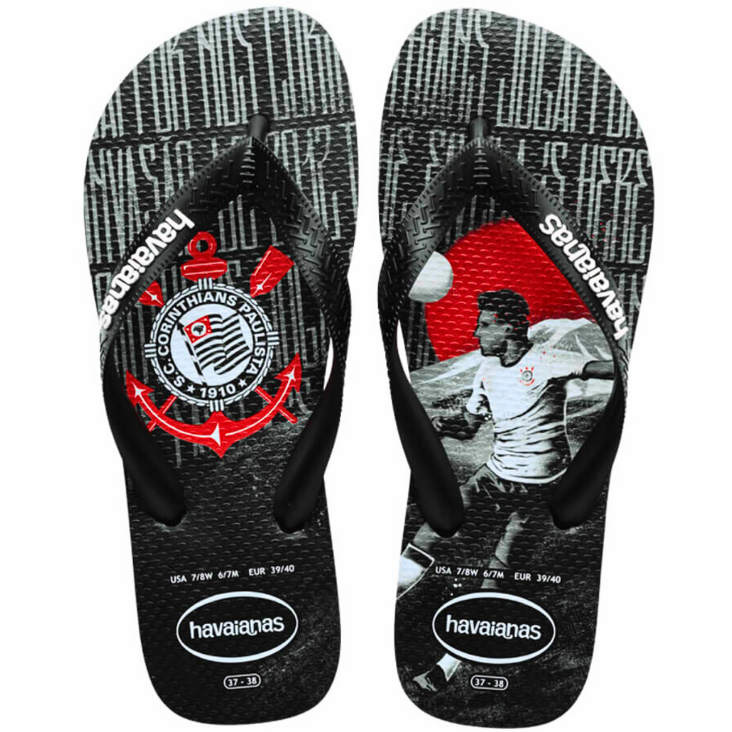 Chinelo Havaianas Top Corinthians Preto Original Oficial Personalizado ...