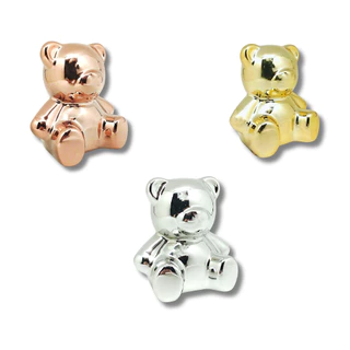 Enfeite Decorativo Luxo Em Porcelana Ursinho Rosé Gold/ Dourado/ Prata