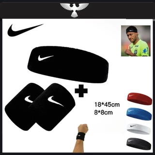 Kit Faixa Testeira Esportiva + 1 Par De Munhequeira Anti Suor NK Futebol Esportes Em Geral