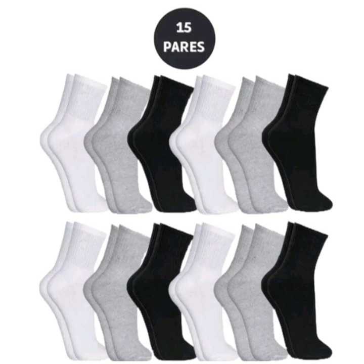 Kit 15 Pares Meia Cano Alto Unissex 36-42. * ENVIO EM ATÉ 24 HORAS*