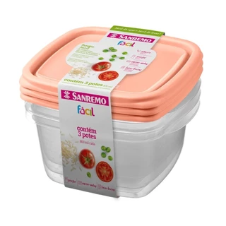 Conjunto Potes plástico 800ml Linha Fácil Sanremo