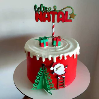Topo de Bolo Natal - Personalizado com Nome e Idade