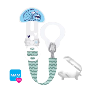 Prendedor de Chupetas MAM com Protetor de Bico de Chupeta CLIP IT & Cover ! c/ Anel Silicone Bico Infantil Bebê Meninos