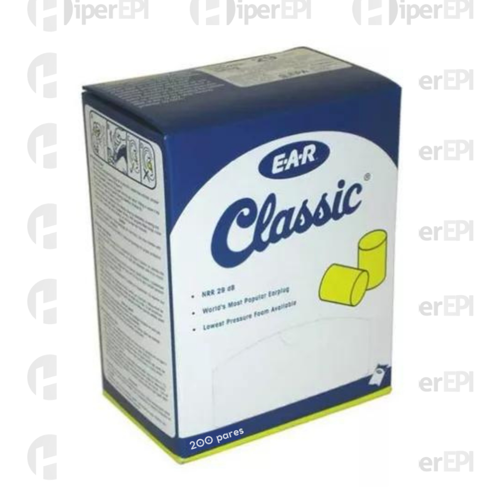 Kit 200 pares Protetor Auricular De Espuma Ear Classic 3M