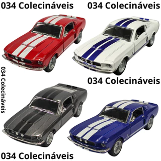 Miniatura Carrinho de Coleção de Ferro Ford Mustang Shelby GT 500 1967 1/38 Com Fricção Kinsmart
