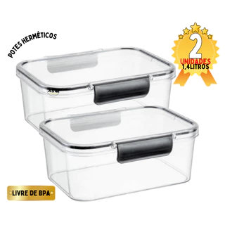 Kit com 2 Potes Hermeticos Clear de 1,4 litros pote organizador