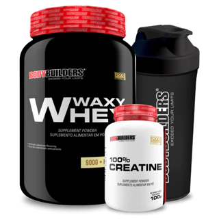 Kit Waxy Whey 900g + Creatina 100% 100g + Coqueteleira – Bodybuilders