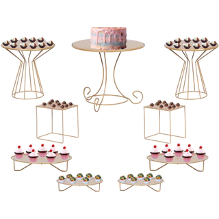 Kit Decoração De Festa Bandeja Para Festa 9 Peça Boleira Vaso Luxo