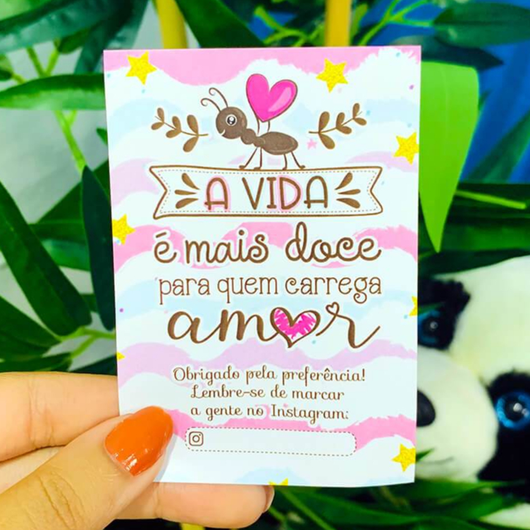 50 Panfletos de Agradecimento ao Cliente - Confeitaria - 7x10 cm