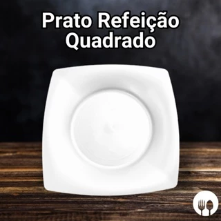 Kit 25 pratos plástico quadrado refeição janta churrasco
