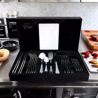 Jogo De Talheres Faqueiro Euro Com 24 Peças Completo De Aço Inox Designer Lindo E Elegante Original em Oferta na Shopee