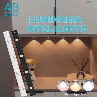 Smart Luminária Inteligente Ultra LED com sensor de movimento sem fio e Recarregável USB fino barra 20/40/60cm 3 Módulos de Luz emissor de luz