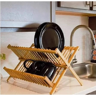 Escorredor De Pratos De Bambu 34x34CM 43x34CM Com 11e14 Divisórias Dobrável Prático E Fácil  Para Pratos E Copos TopChef em Oferta na Shopee