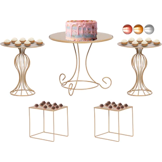 Kit De Bandejas Para Festa Decoração Com Boleira 5 Peças Vaso Luxo